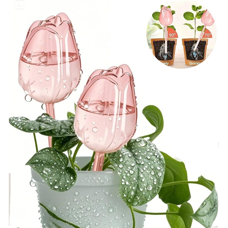 Plant Watering Globe - Rosa Tulpen-Pflanzenbewässerungskugeln Automatischer Tropfer und Automatische