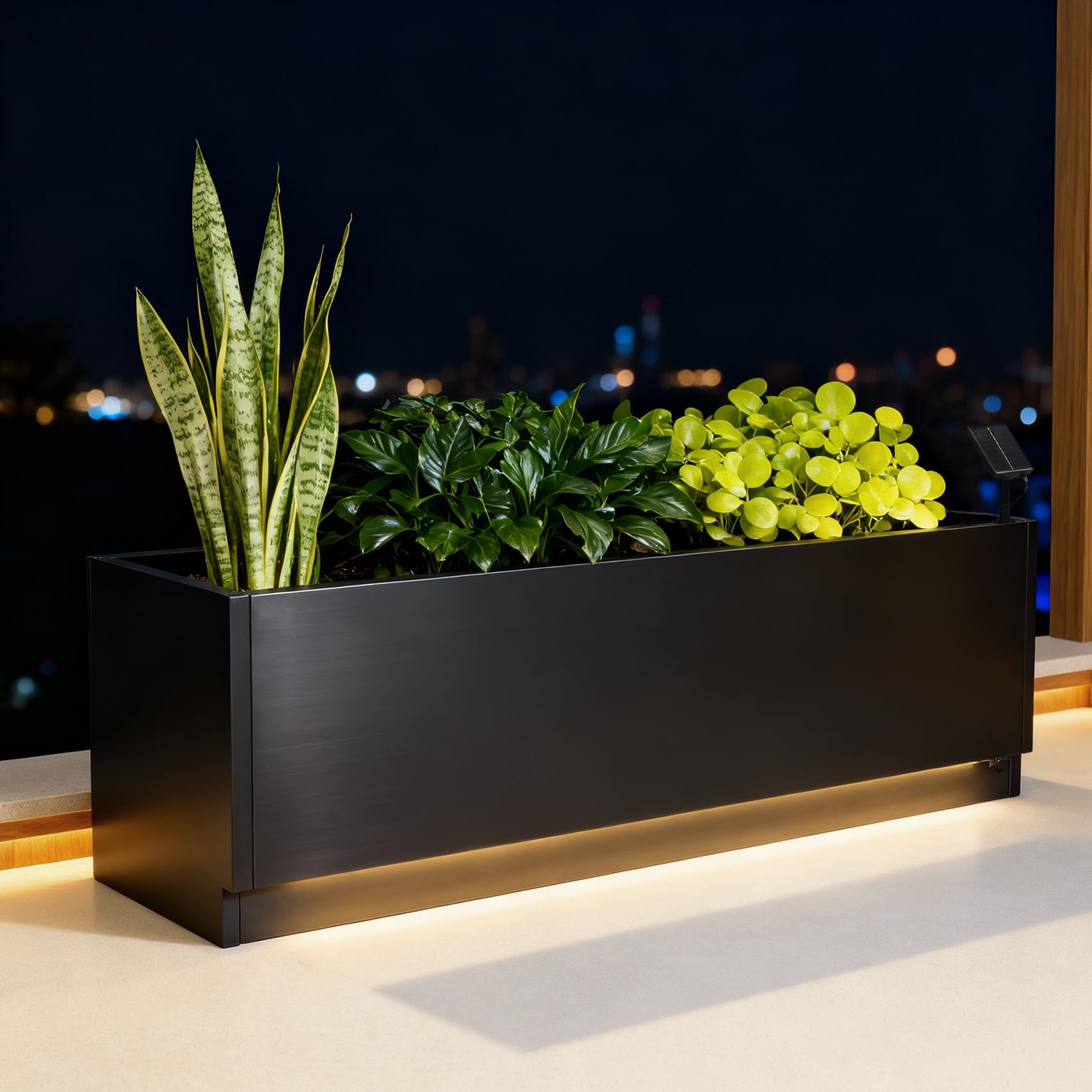 Smart Garden Box - 47x16 LED-Metall-Pflanzkasten mit Lichtleisten und Controller,