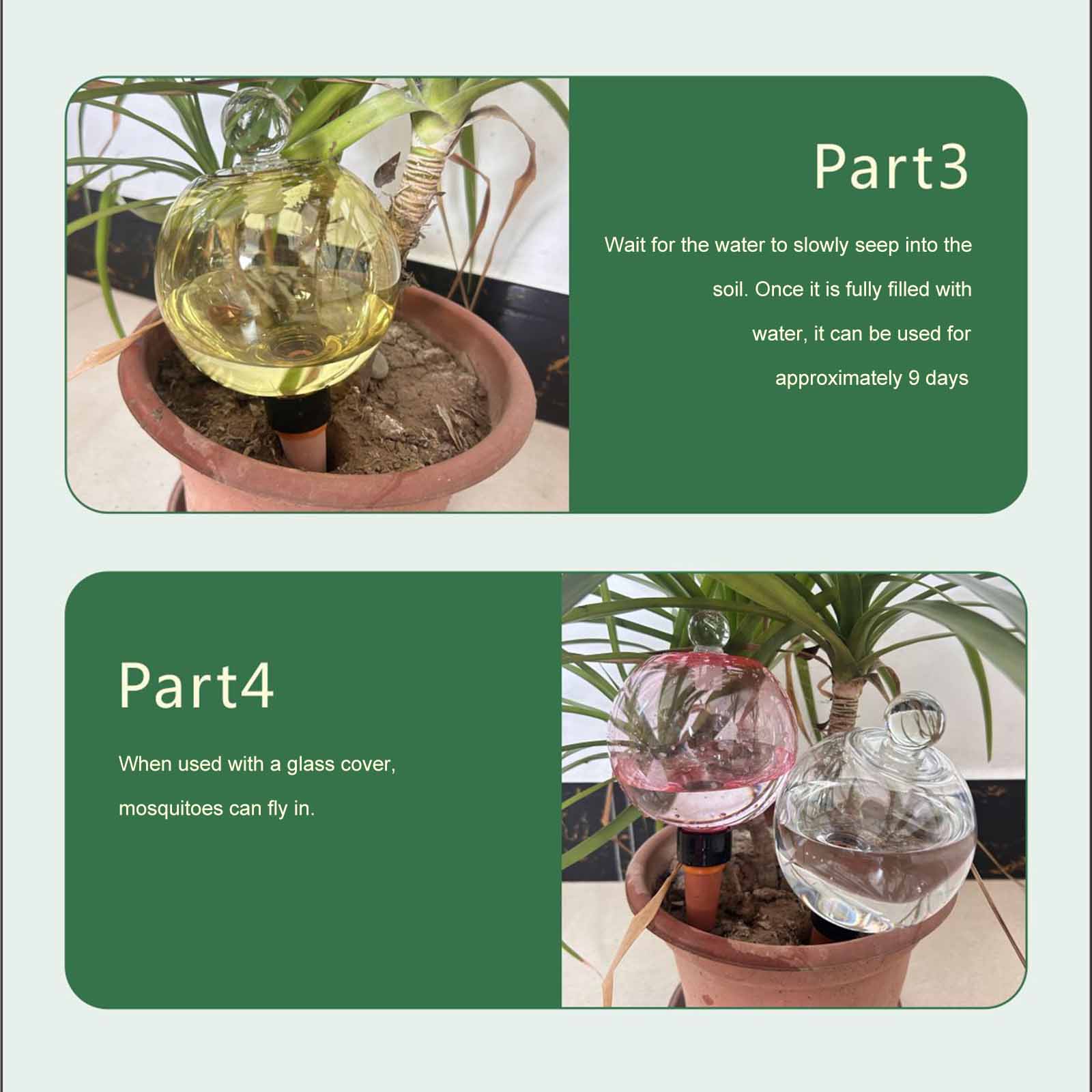 Plant Watering Globe - Selbstbewässernde Globen 500ML Automatische Pflanzenbewässerungskugeln Automatische