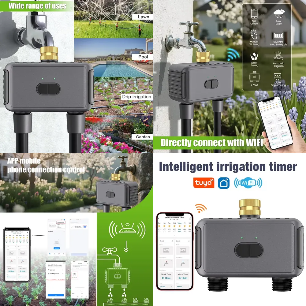 Smart Garden Usa - WAP01 WLAN-App-gesteuerter Doppel-Schlauch-Bewässerungstimer, intelligenter Timer mit
