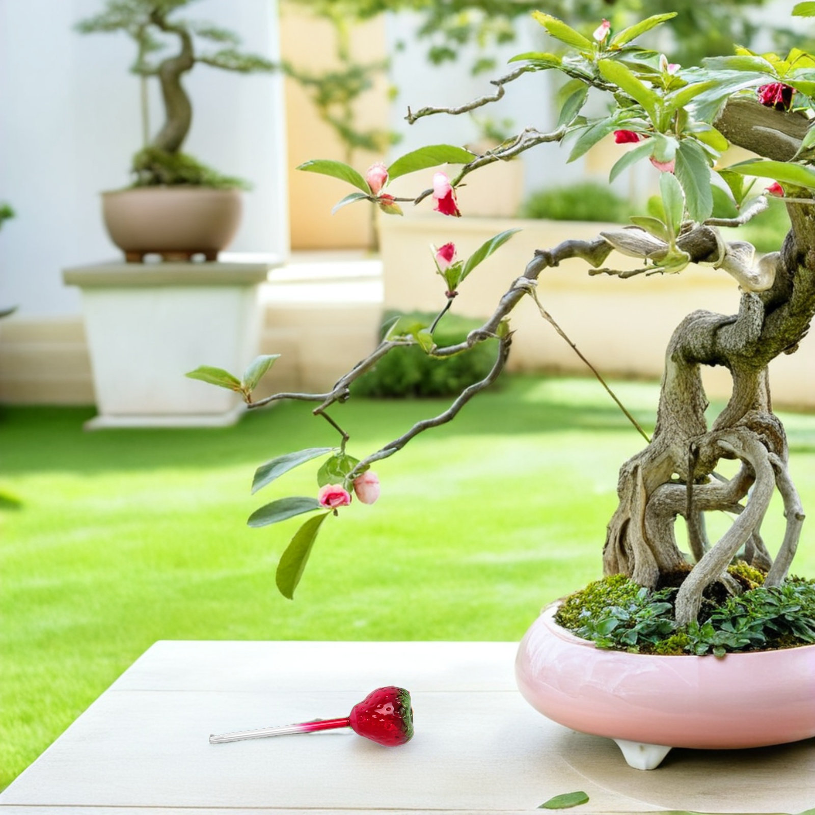 Plant Watering Globe - 2 Stück Glas-Erdbeer-Pflanzenbewässerungskugeln, automatische Selbstbewässerungskugeln für
