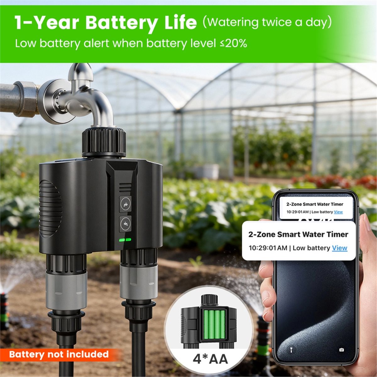 Smart Garden Usa - Y17A 1 Set WLAN-Bewässerungstimer für Gartenschlauch,
